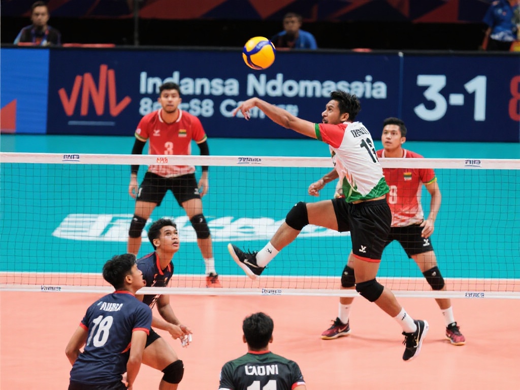 以印度尼西亚队在八强赛中的一场比赛为例，